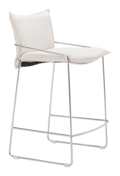 Pola White Steel and Polyester Counter Stool