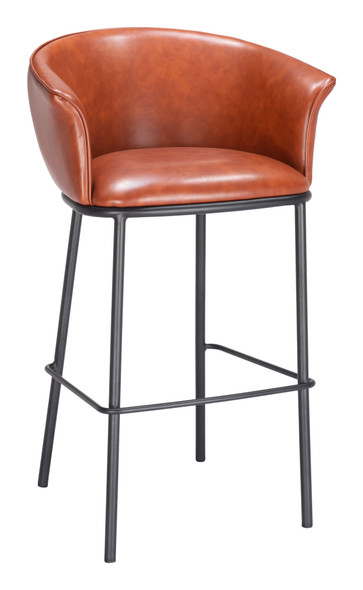 Garston Brown Steel and Polyurethane Barstool