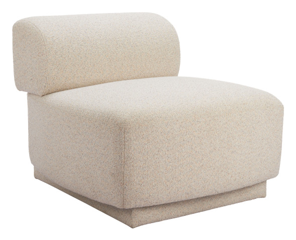 Anese Multigrain Beige Pine Wood and Polyester Accent Chair