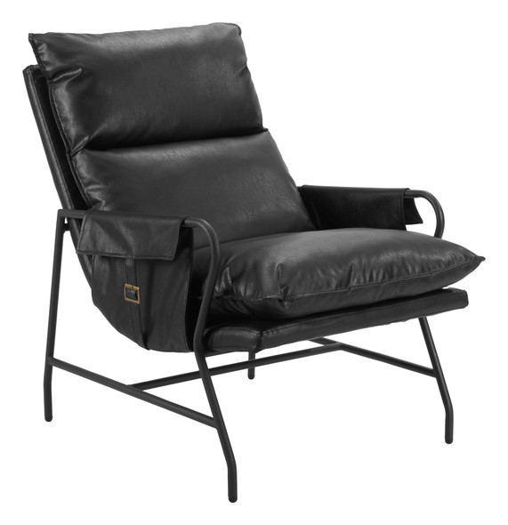 Halaus Black Steel and Polyester Accent Chair