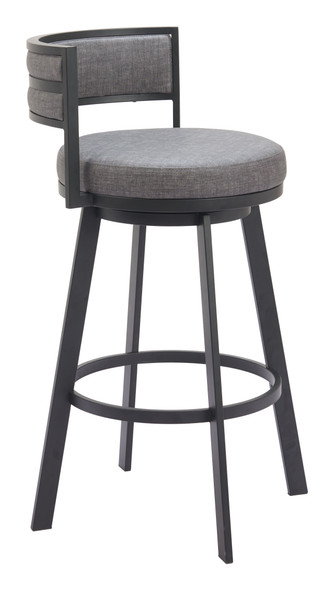Gimsby Gray Steel and Polyurethane Swivel Barstool