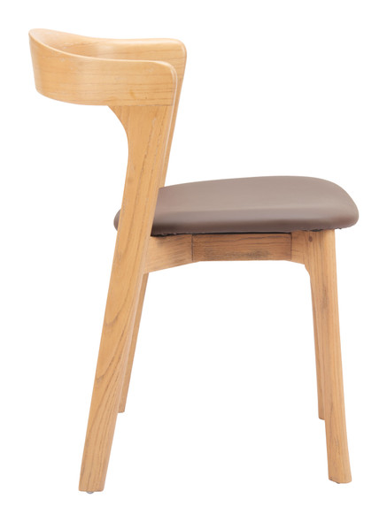 Pioro Brown & Natural (Set of 2) Elm Wood and Polyurethane Dining Chair