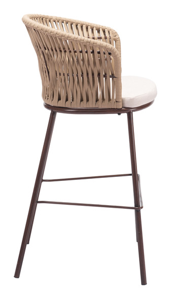Freycinet Natural (Set of 2) Steel and Polyester Barstool for Outdoor Use