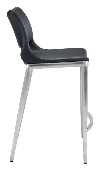 Ace Black & Silver (Set of 2) Stainless Steel and Polyurethane Counter Stool