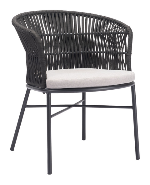 Freycinet Black (Set of 2) Steel and Polyester Dining Chair for Outdoor Use