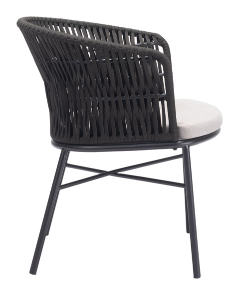 Freycinet Black (Set of 2) Steel and Polyester Dining Chair for Outdoor Use