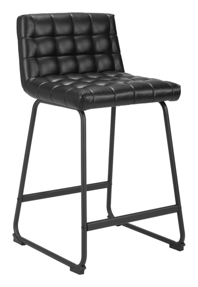 Pago Black (Set of 2) Steel and Polyurethane Counter Stool