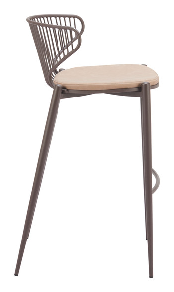Silues Taupe & Brown (Set of 2) Steel and Polyurethane Barstool