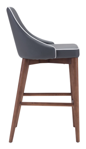 Moor Dark Gray Birch Wood and Polyurethane Counter Stool