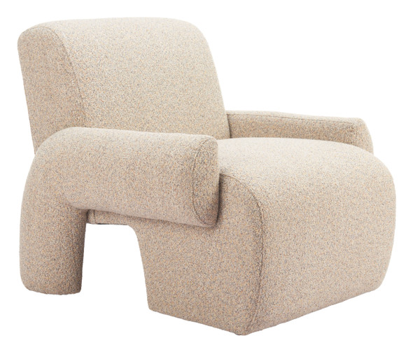 Rura Heathered Beige Pine Wood and Polyester Accent Chair