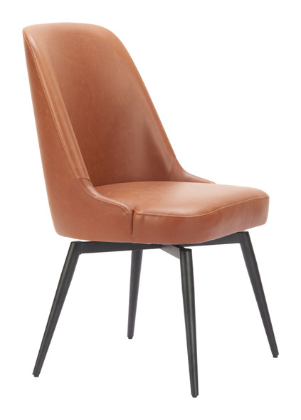 Keppel Brown (Set of 2) Steel and Polyurethane Swivel Dining Chair