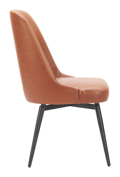 Keppel Brown (Set of 2) Steel and Polyurethane Swivel Dining Chair