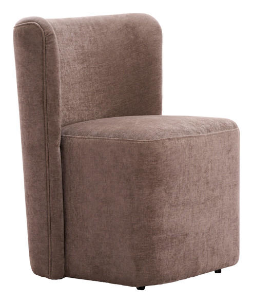 Bambun Taupe Eucalyptus Wood and Steel Dining Chair with Wheels
