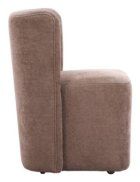 Bambun Taupe Eucalyptus Wood and Steel Dining Chair with Wheels