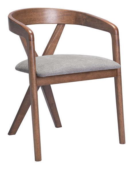 Cairo Dove Gray & Walnut Rubberwood and Polyester Dining Chair