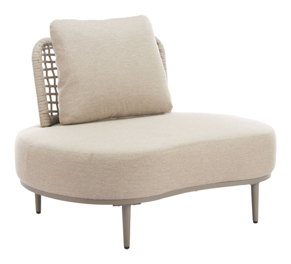 Ruhe Beige Aluminum and Olefin Accent Chair for Outdoor Use