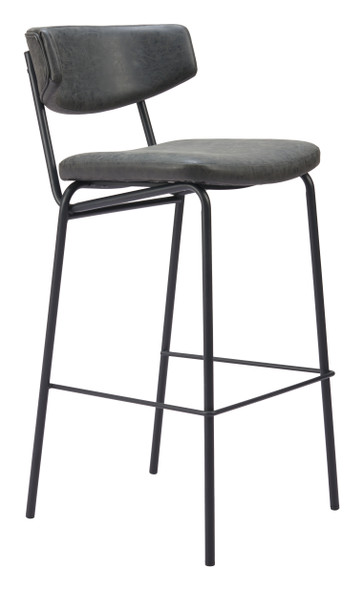 Charon Vintage Black (Set of 2) Steel and Polyurethane Barstool