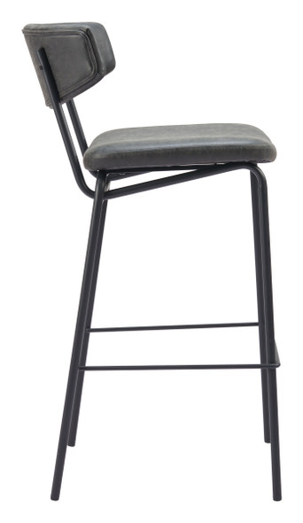 Charon Vintage Black (Set of 2) Steel and Polyurethane Barstool