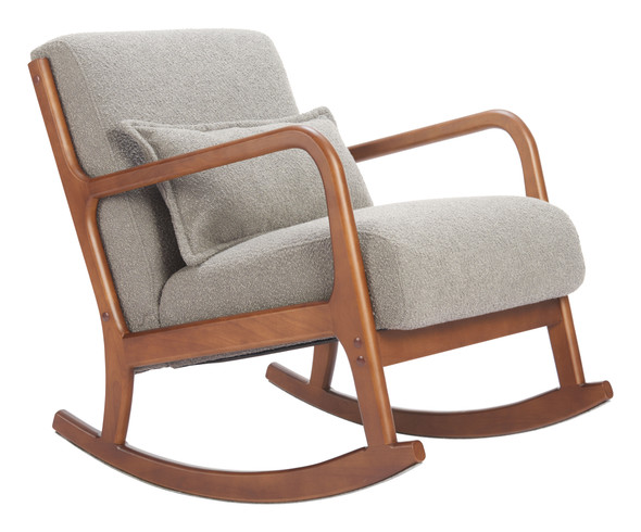 Hady Gray Rubberwood and Polyester Rocking Chair