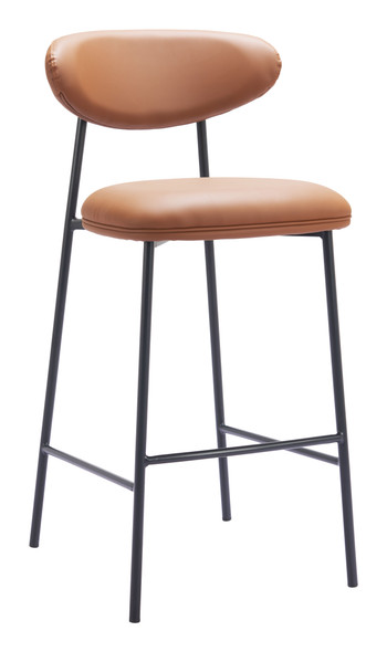 Rorun Brown (Set of 2) Steel and Polyurethane Barstool