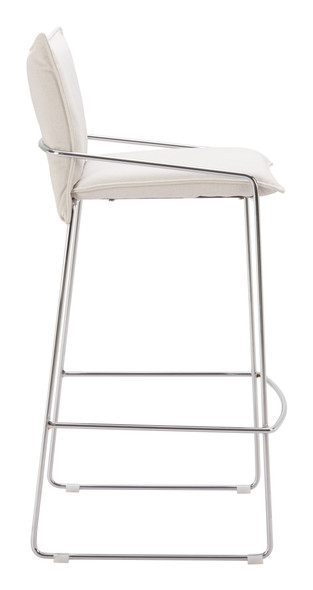 Pola White Steel and Polyester Barstool