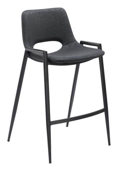Desi Black (Set of 2) Steel and Polyurethane Counter Stool