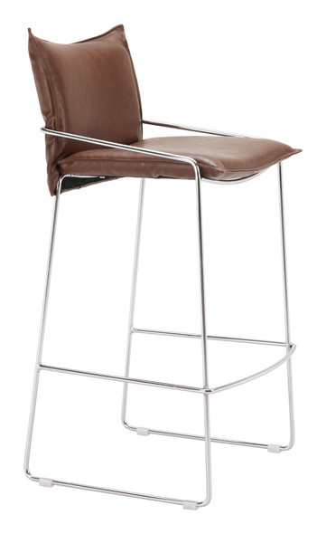 Pola Brown Steel and Polyurethane Barstool