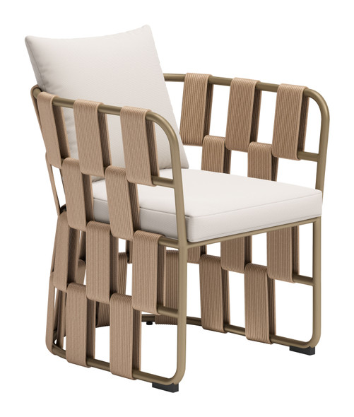 Quadrat White Aluminum and Polyester Dining Chair for Outdoor Use