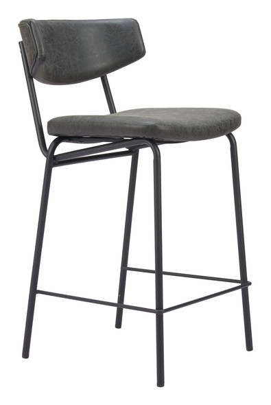 Charon Vintage Black (Set of 2) Steel and Polyurethane Counter Stool
