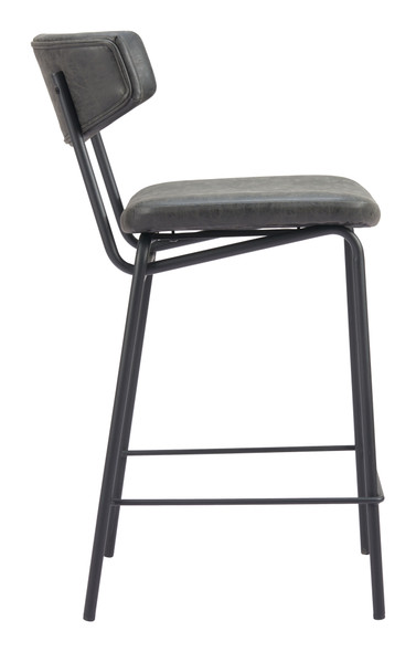 Charon Vintage Black (Set of 2) Steel and Polyurethane Counter Stool