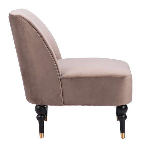 Bintulu Taupe Rubberwood and Steel Accent Chair