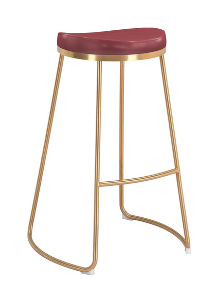 Bree Burgundy & Gold (Set of 2) Stainless Steel and Polyurethane Barstool