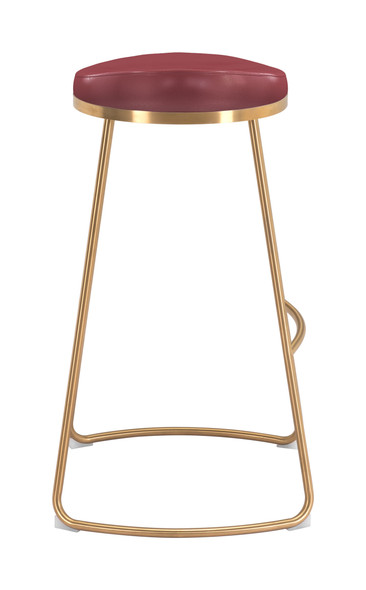 Bree Burgundy & Gold (Set of 2) Stainless Steel and Polyurethane Barstool