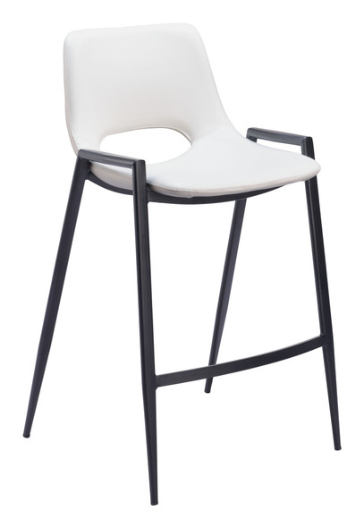 Desi White (Set of 2) Steel and Polyurethane Counter Stool