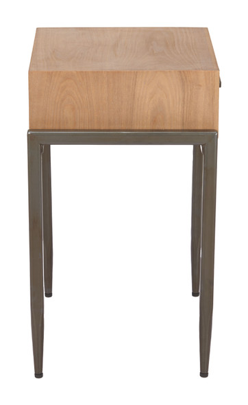Verec Natural Fir Wood and Steel Rectangular Side Table