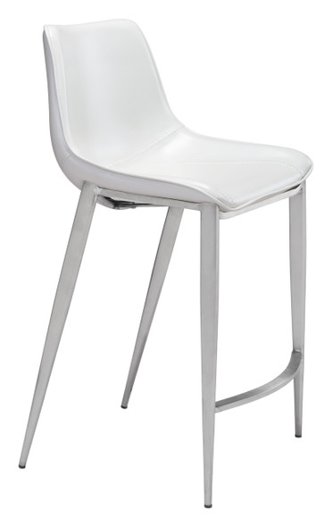 Magnus White & Silver (Set of 2) Stainless Steel Counter Stool