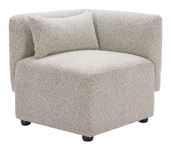 Simu Dune Greige Elm Wood and Polyester Corner Chair