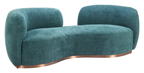 Jamela Teal Pine Wood and Steel Sofa