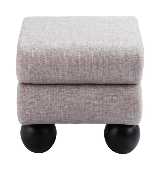 Davao Gray Rubberwood and Polyester Ottoman
