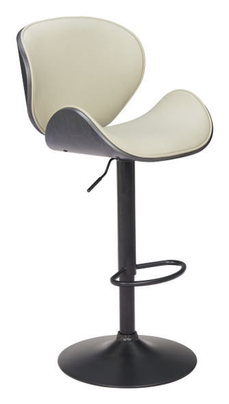 Meyane Gray Steel and Polyurethane Swivel Height-Adjustable Barstool