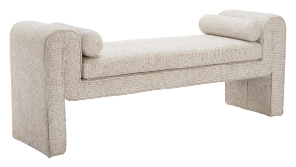Astar Beige Elm Wood and Polyester Bench