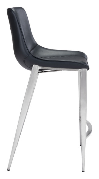 Magnus Black & Silver (Set of 2) Stainless Steel Counter Stool