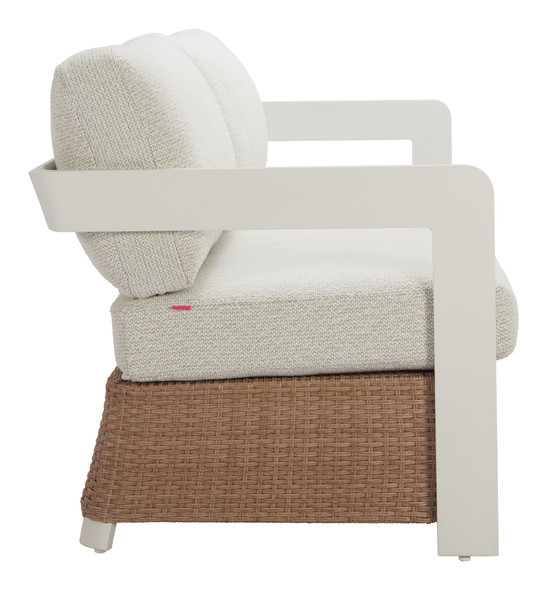 Gelo White & Brown Aluminum and Olefin Sofa for Outdoor Use