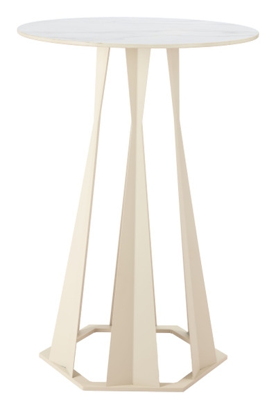 Axis White Faux Marble and Steel Bar Table