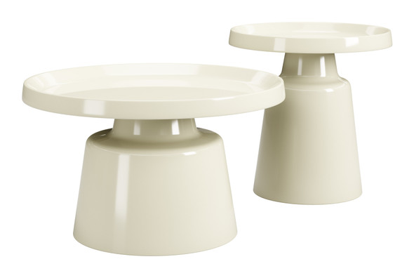 Beurre Ivory Steel Round Coffee Table Set