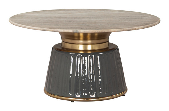 Glasa Multicolor Natural Marble and Iron Round Coffee Table