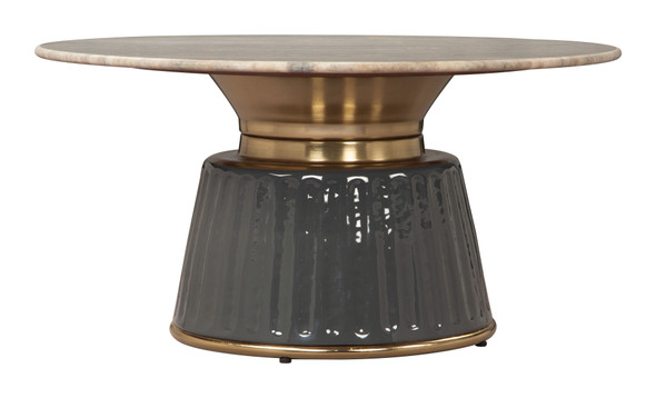 Glasa Multicolor Natural Marble and Iron Round Coffee Table