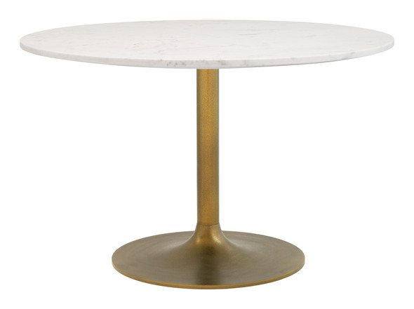 Ithaca White & Gold Natural Marble and Aluminum Dining Table