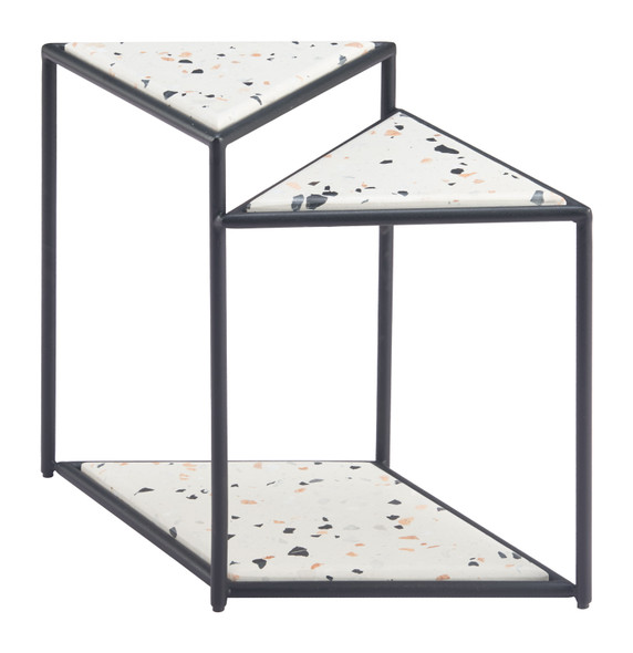 Miste Multicolor Stone and Steel Side Table