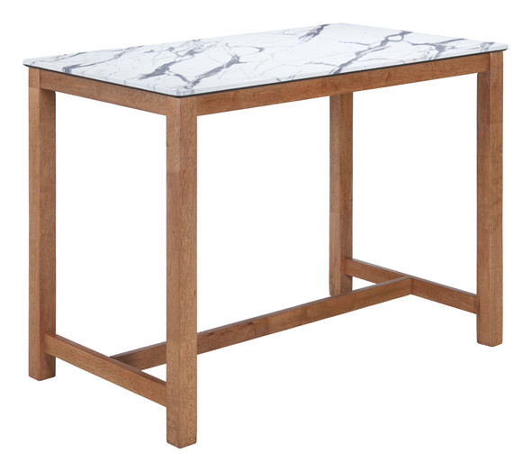 Fein White Rubberwood Rectangular Counter Table